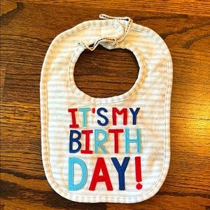 NWOT Mud Pie Striped Birthday Bib with Colorful Letters
